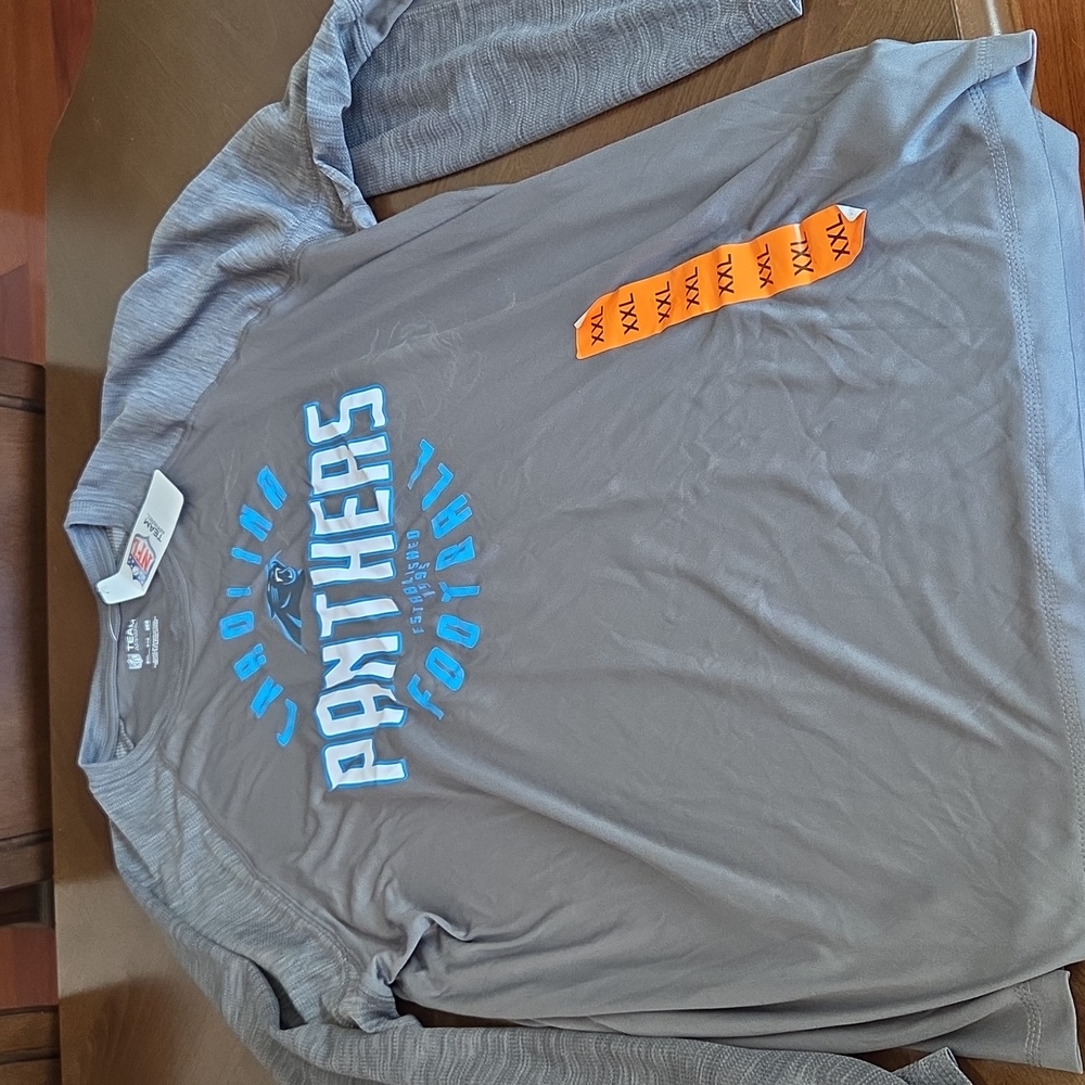 NFL Carolina Panthers Gray and Blue Long Sleeve Shirt